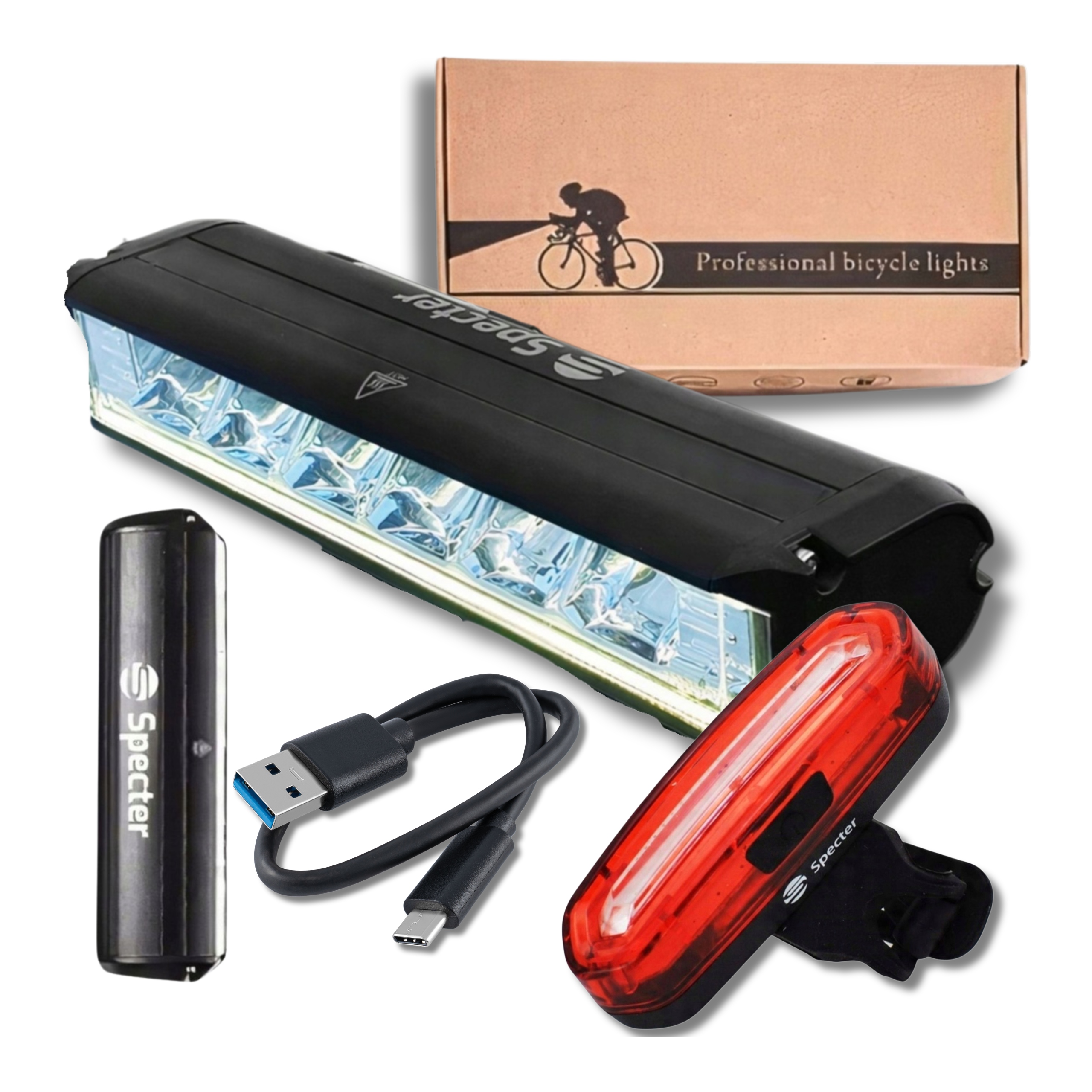 Zestaw Lampek Rowerowych Specter EOS620 1400LM 6LED Usb C Aqy 120LM IP64