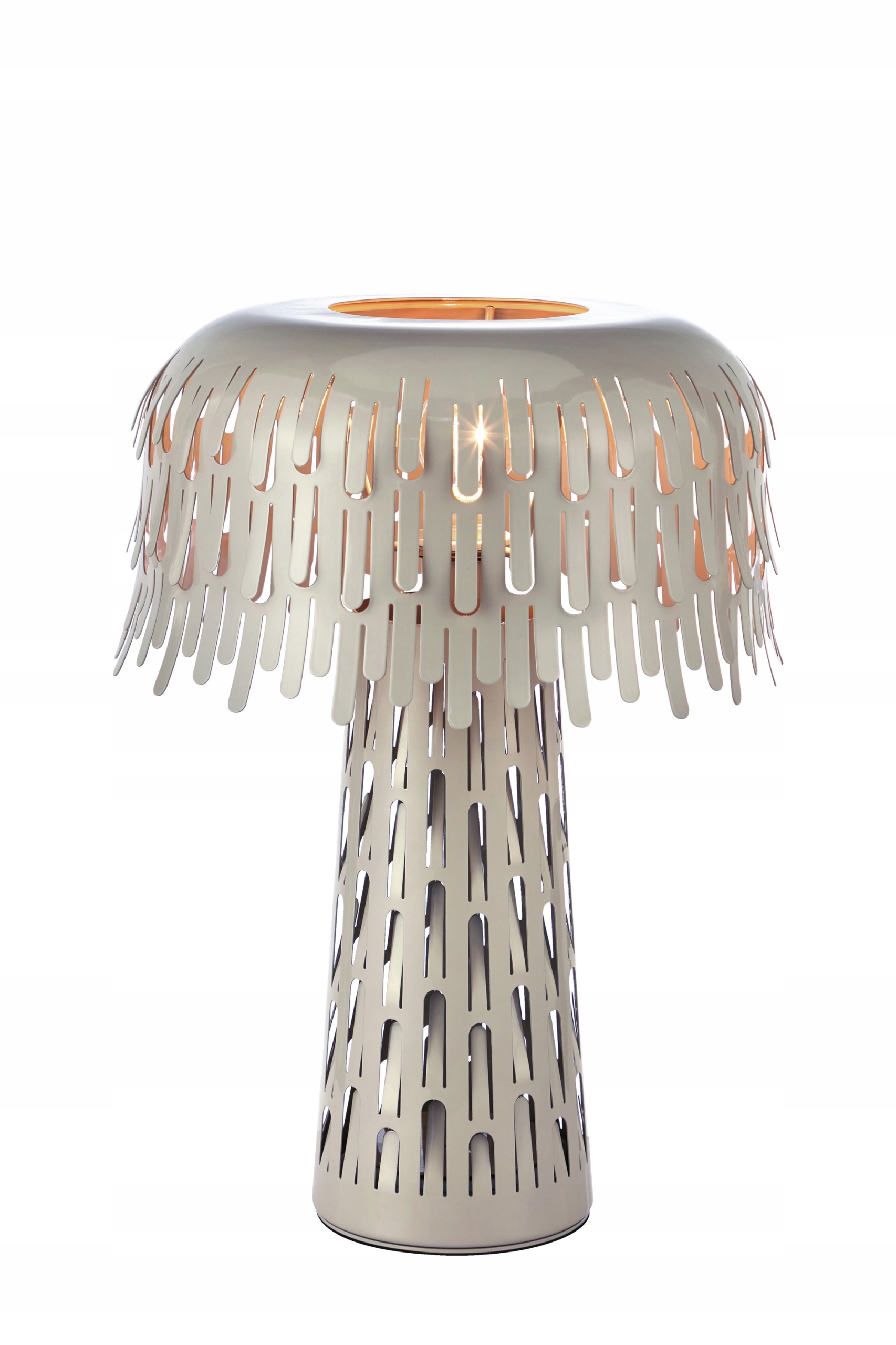 Designová stolní lampa, barva šedobéžová, tvar „houbiček“ Markslojd