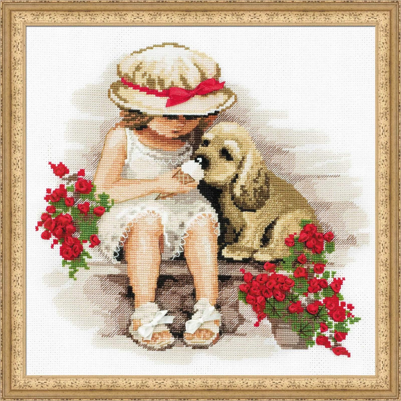 Riolis 1333 Sladký zub, zvířata, křížková výšivka 30x30 cm