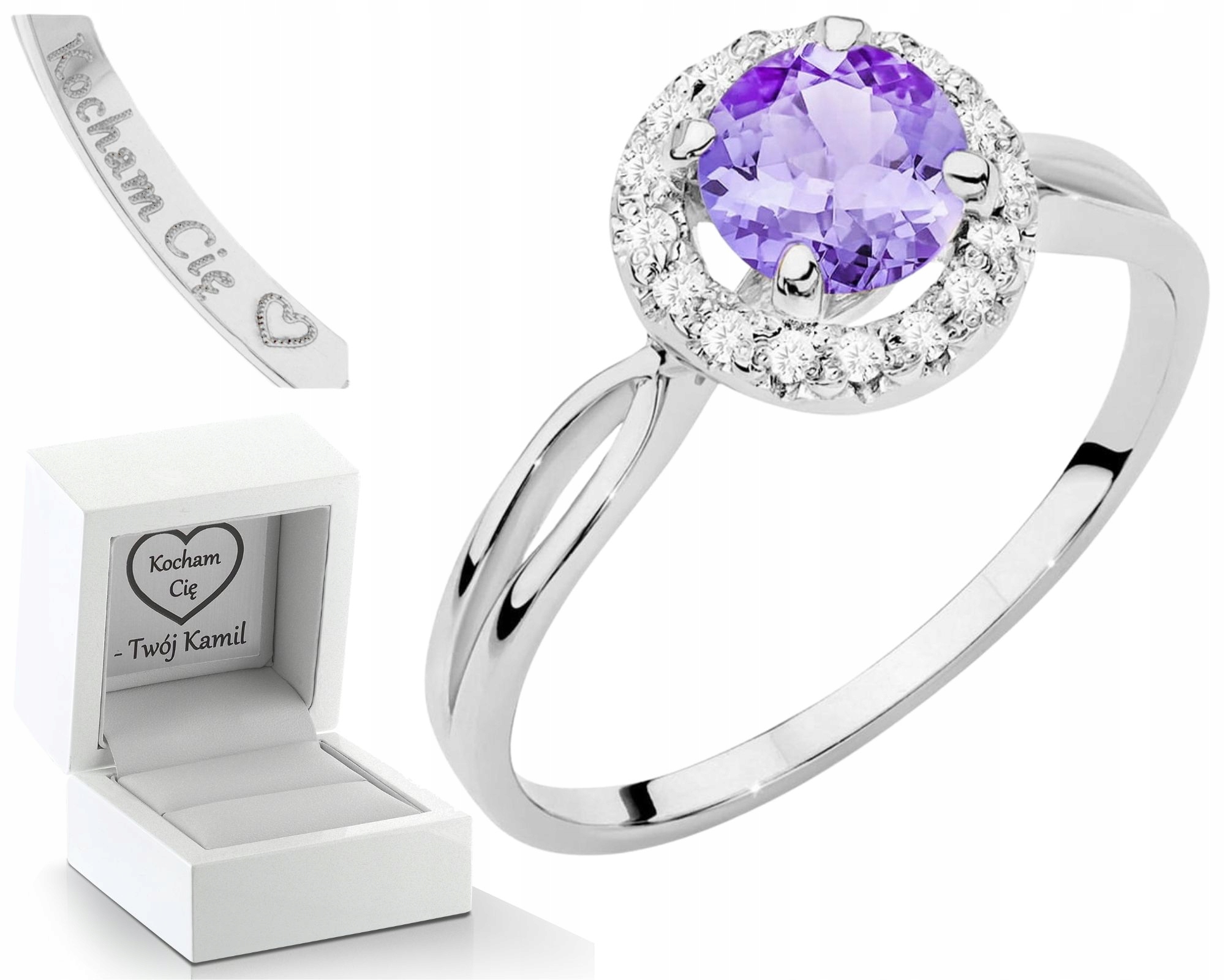 Prstýnek Z Bílého Dárek 585 14K Zlato Jako Dárek