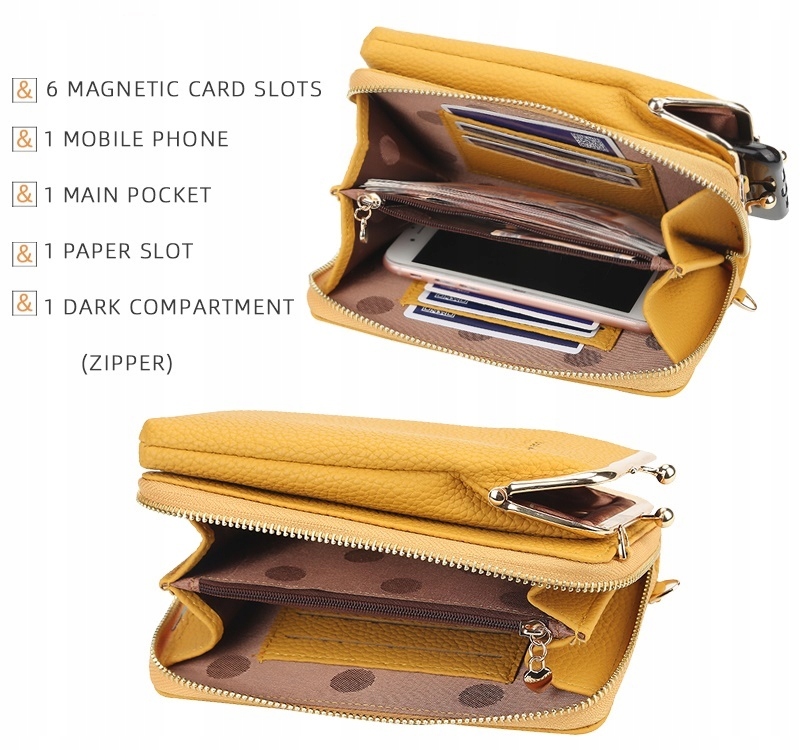 Torebka Portfel Kopertówka Na Ramię Etui Na Telefon Pudrowy Różowy Styl miejski