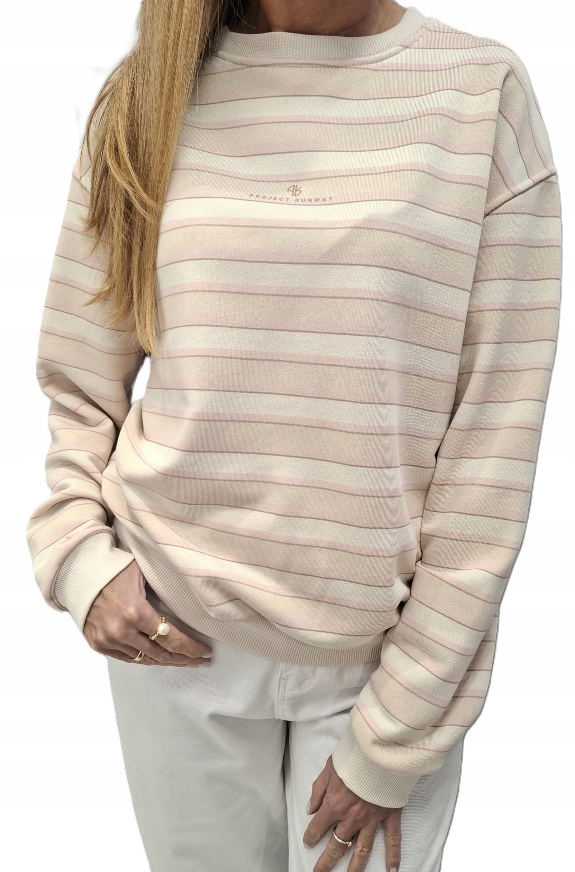 Lemonada Tepláková Mikina s pruhy béžová růžová Uni New