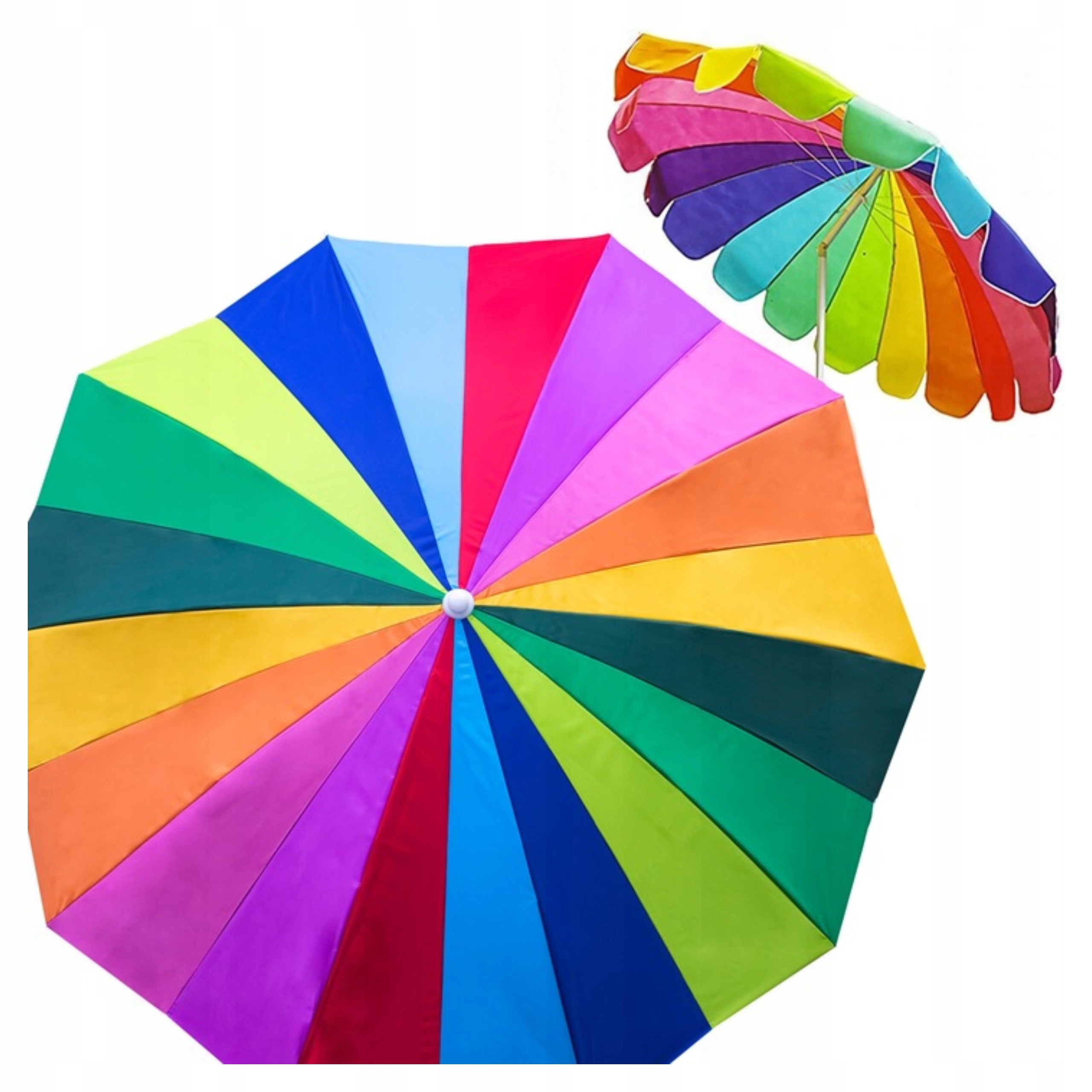 Parasol Ogrodowy plażowy na balkon taras Łamany z falbaną wielokolorowy