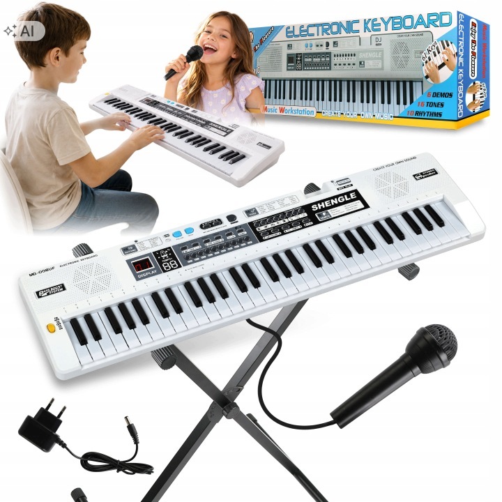Keyboard Organy Pianino Dla Dzieci Do Nauki Gry 61KL Usb MP3 Fm Statyw