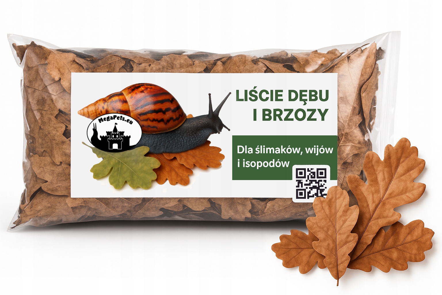 Levně Sušené listy dubu a břízy Slimáky Isopody Wije Achatina Lissachatina