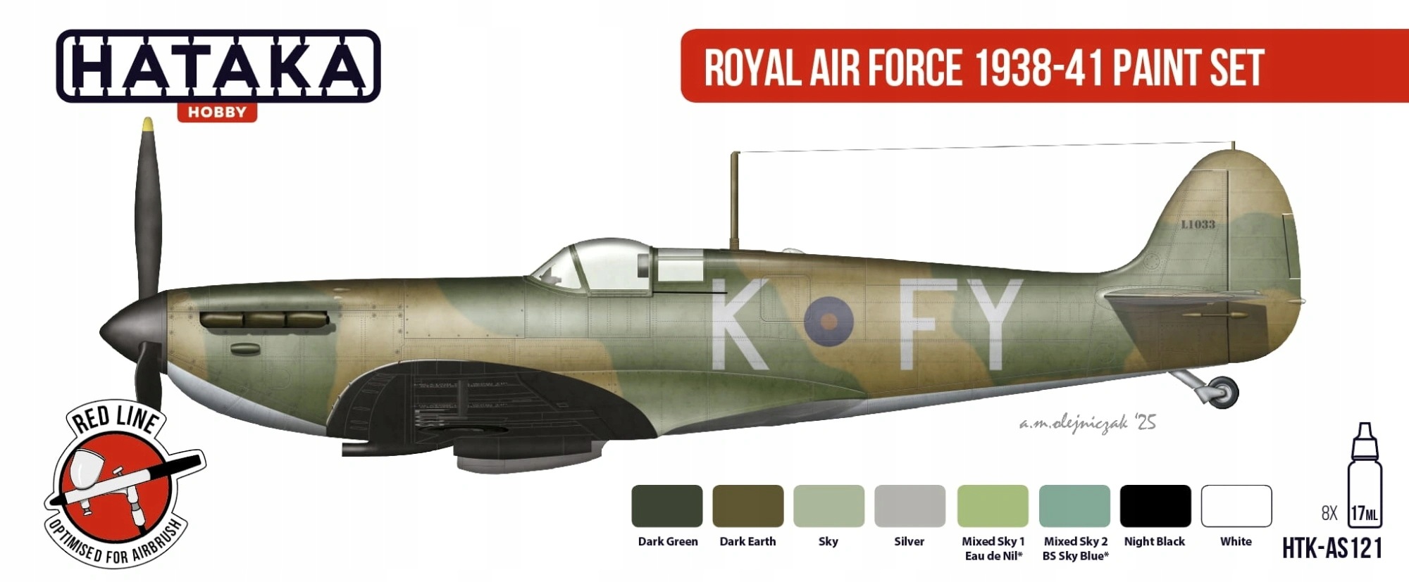Sada barev Royal Air Force 1938-41 8 x 17 ml Hataka AS121