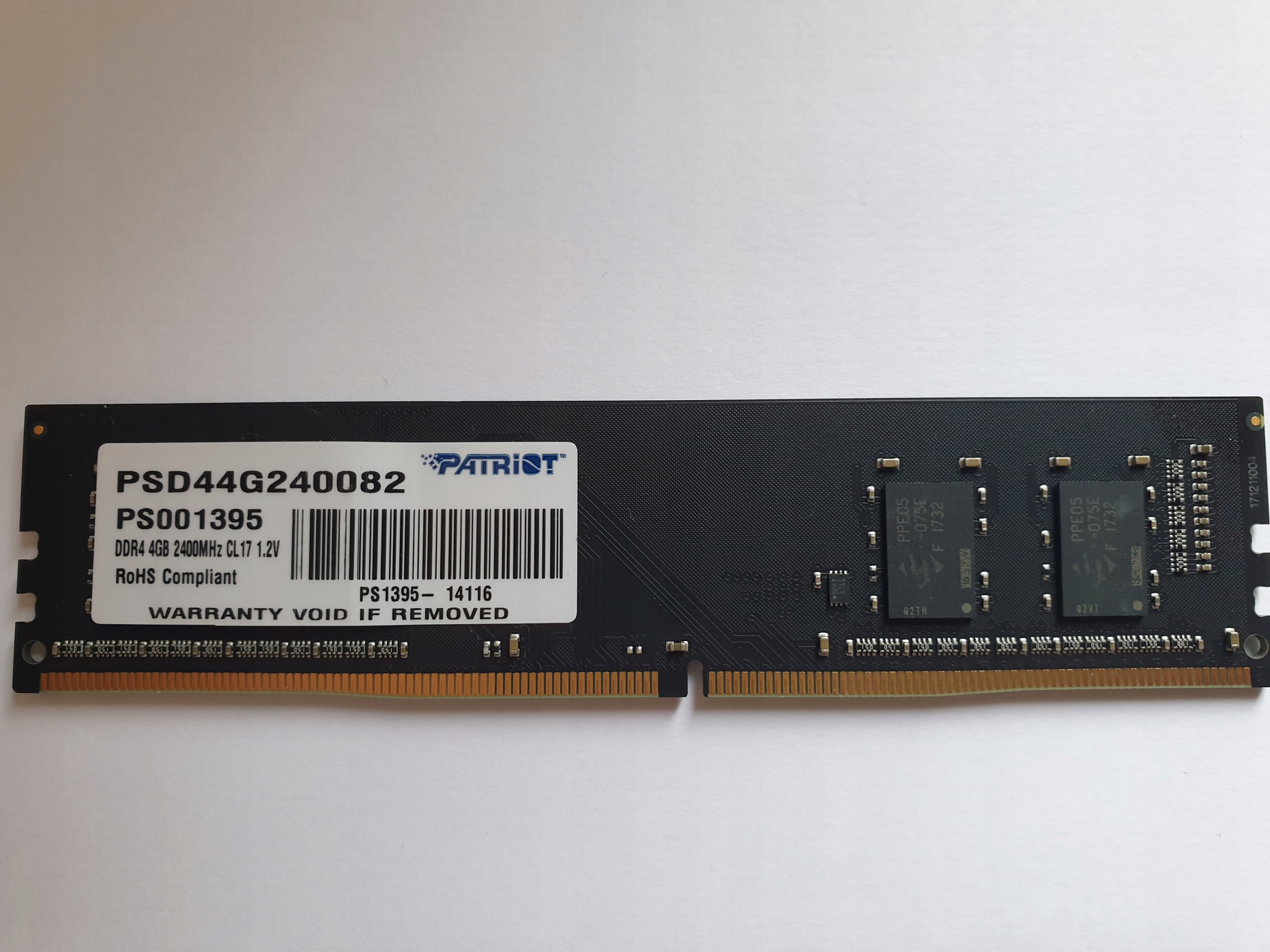 Pamięć Ram DDR4 Patriot 4GB PC4 2400T 19200U 2400MHz 4096MB PSD44G240082