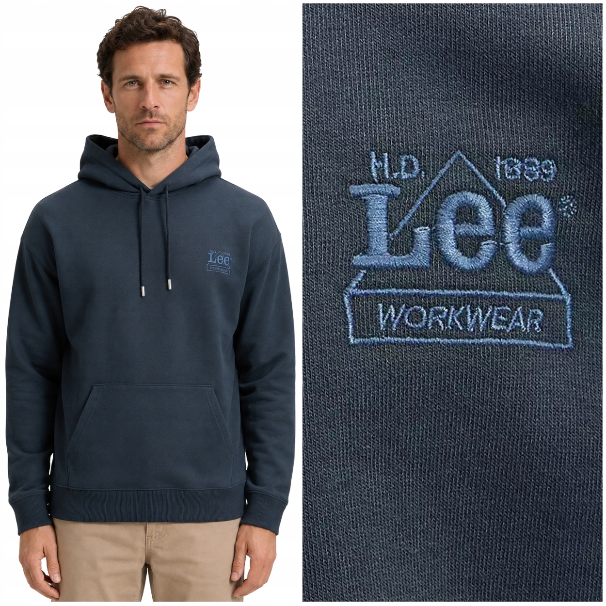 Lee Workwear Essential Hoodie Rebel volná bavlněná mikina s kapucí XXL