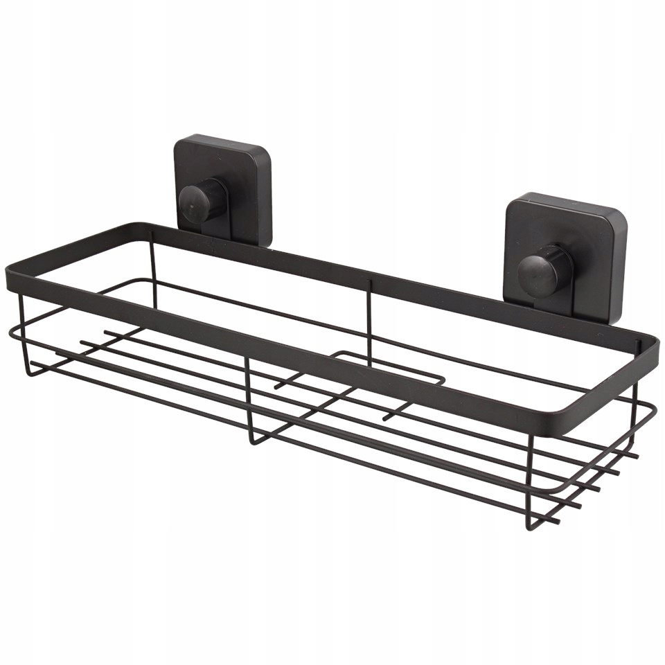 CZARNA Metalowa Półka pod prysznic na przyssawki