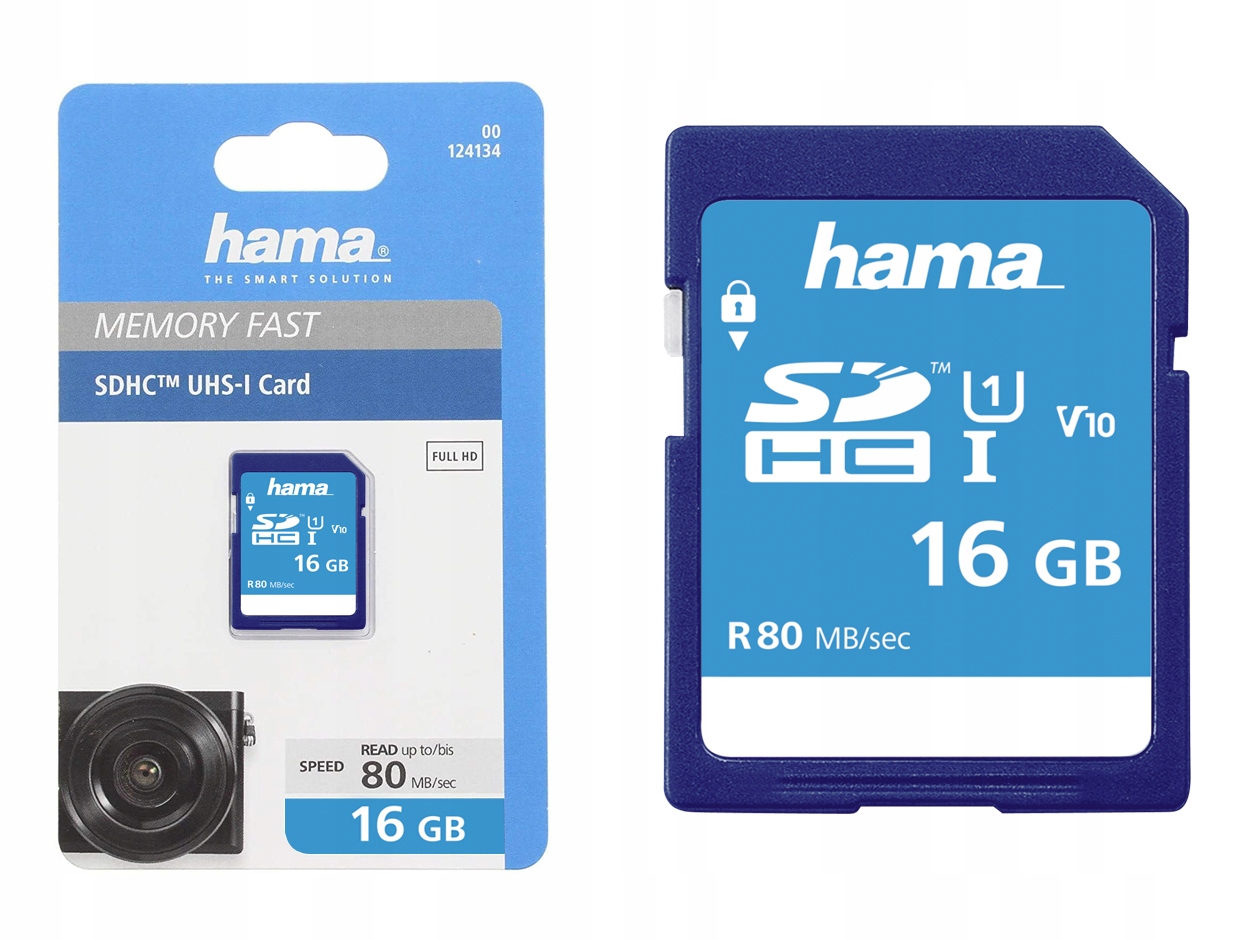 

Karta Sd Sdhc Hama 16GB 80MB/S CL10 V10 UHS-1