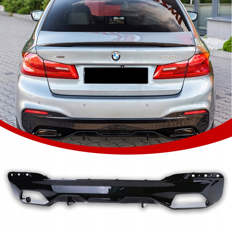 Bmw G30 G31 Difuzér Zadního Nárazníku Spoiler 530D Look Černý Lesk