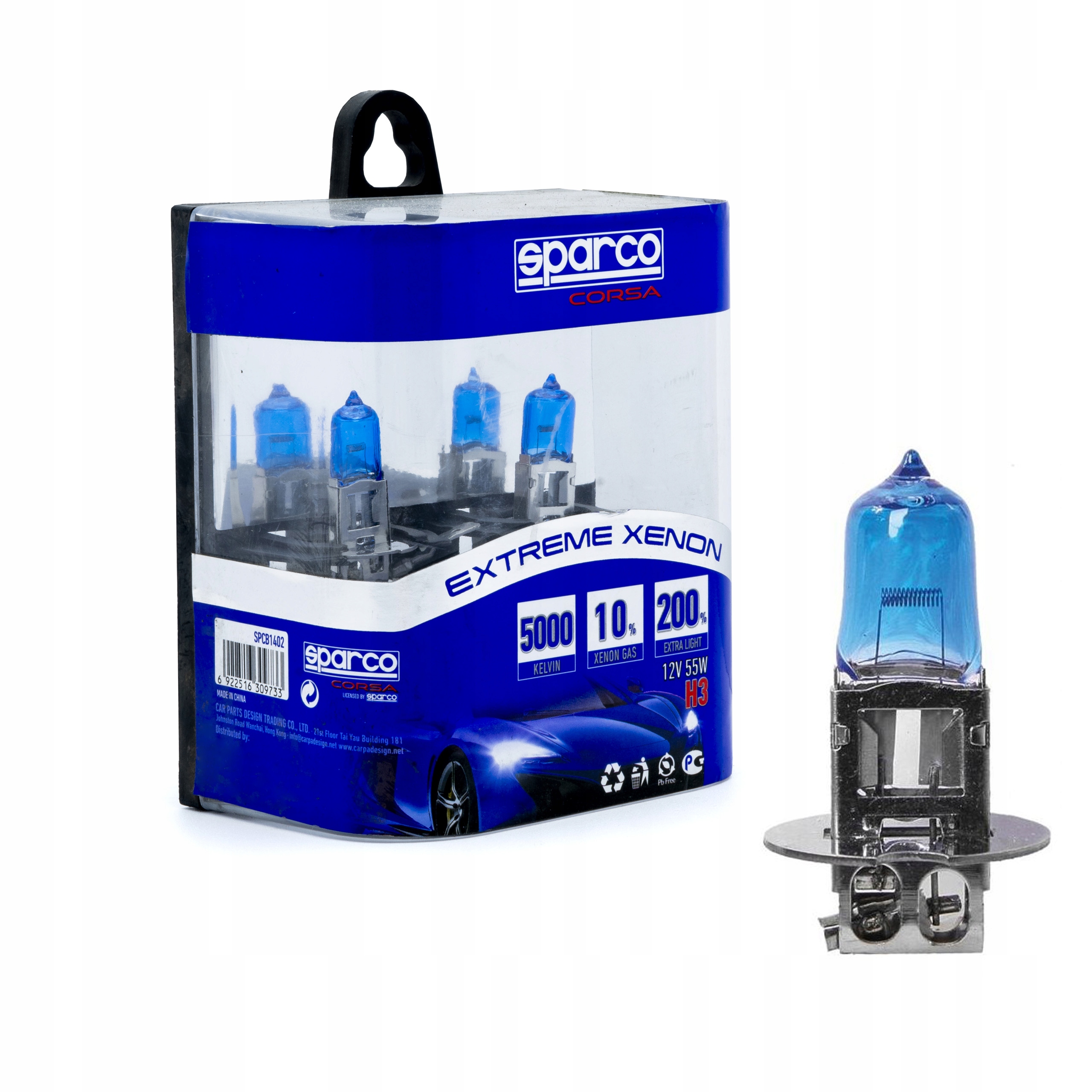 

Żarówki H3 +200% 12V 55W 5000K Sparco