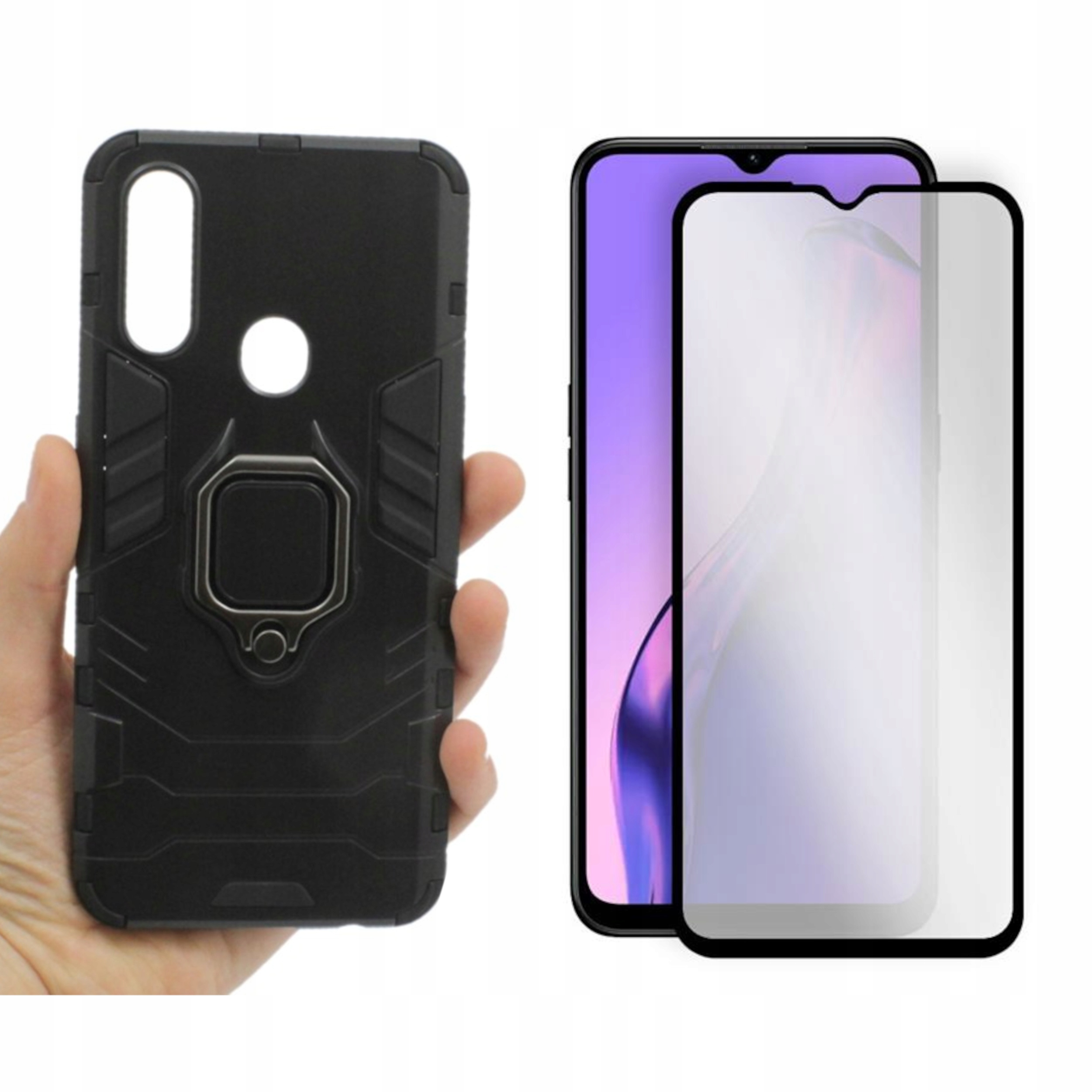 

Etui do Oppo A31 Pancerne Ring Armor czarne+SZKŁO