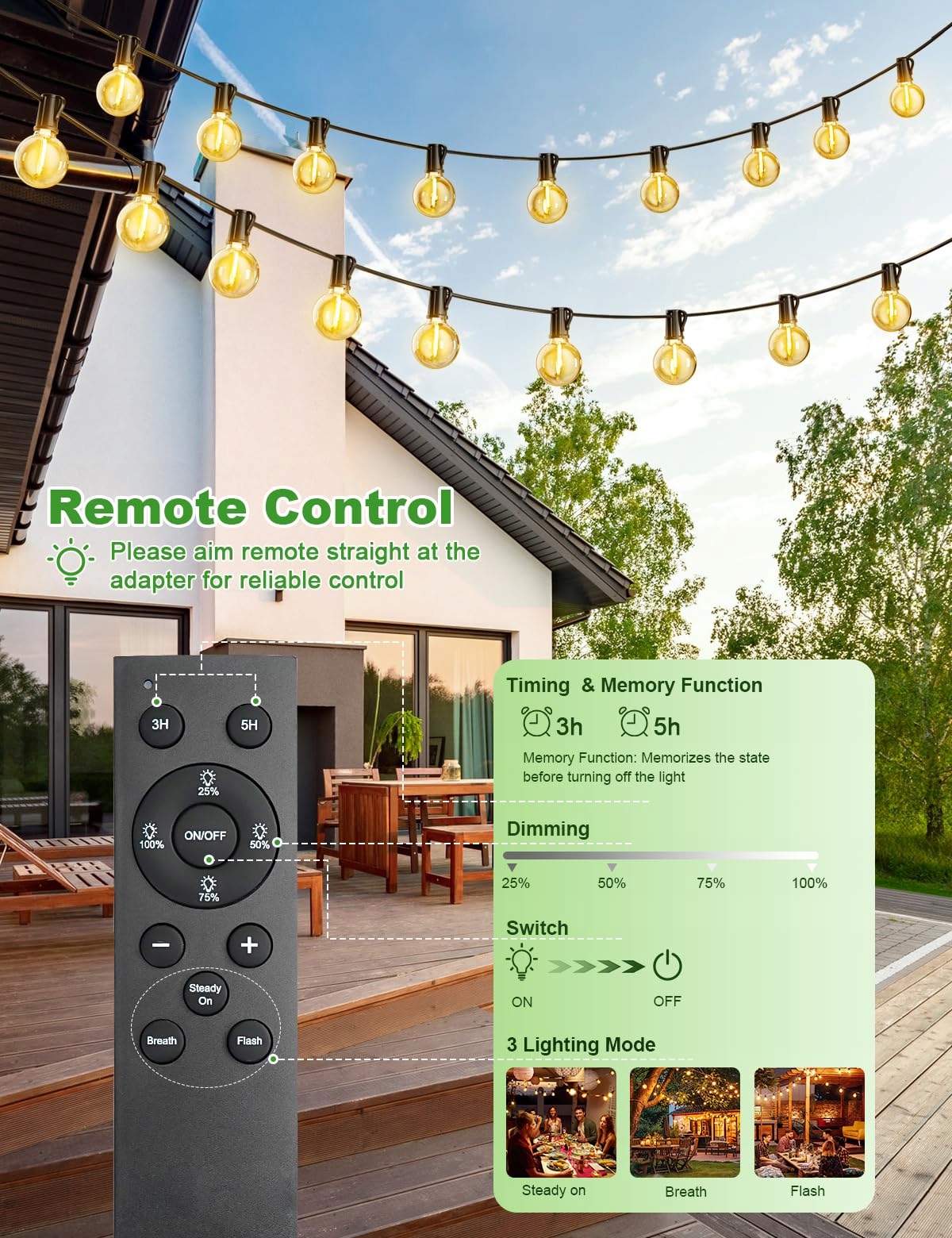 LED LAMPKI OGRODOWE 32M Z TIMEREM WODOODPORNE DO OGRODU I BALKONU — miniatura 5