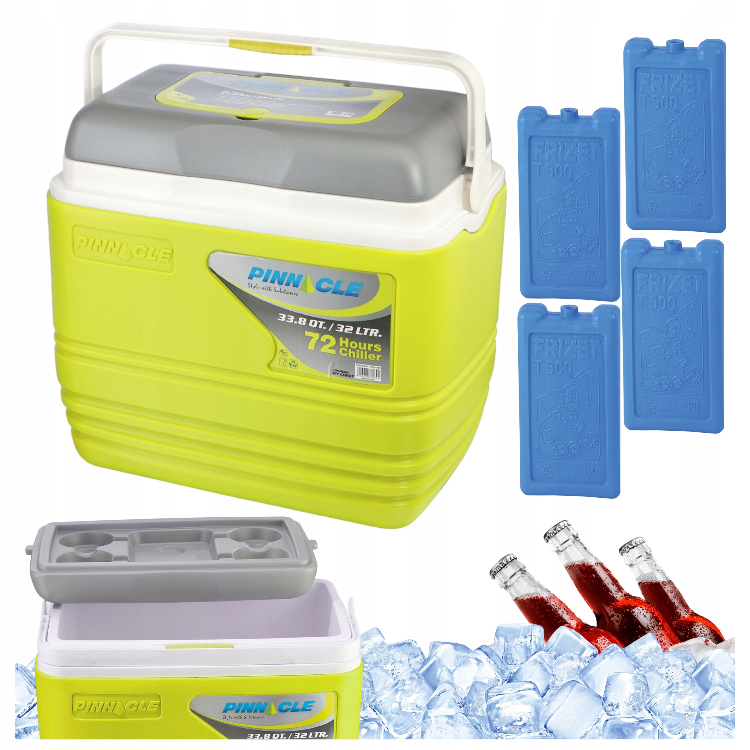 Přenosná turistická lednička Pinnacle TPX7000 32L zelená 4 náplně 500 ml