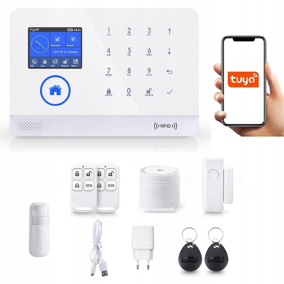 Bezdrôtový Alarm LCD 2.4" Gsm WiFi Tuya Smart V Poľštine