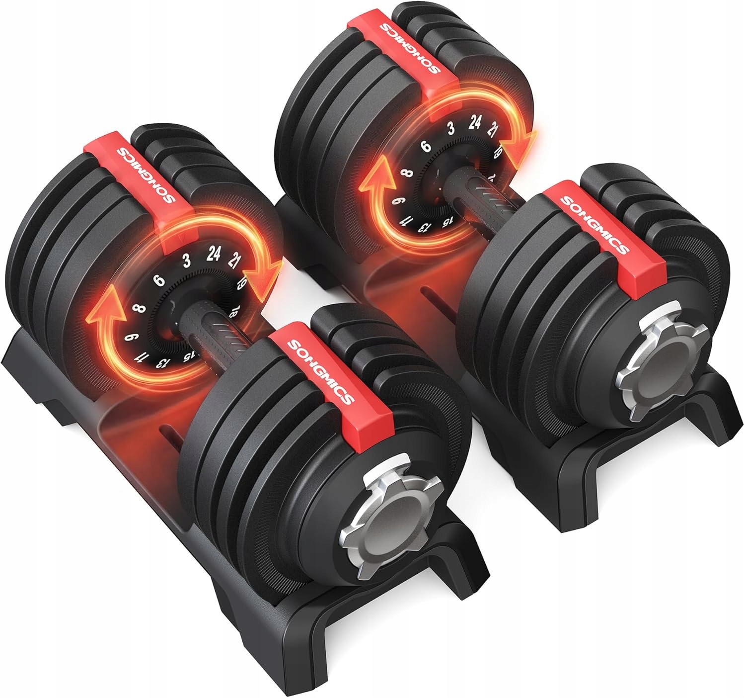 Zestaw 2 regulowanych hantli 12 w 1 Zestaw Obciążeniowy 3-24 kg Songmics