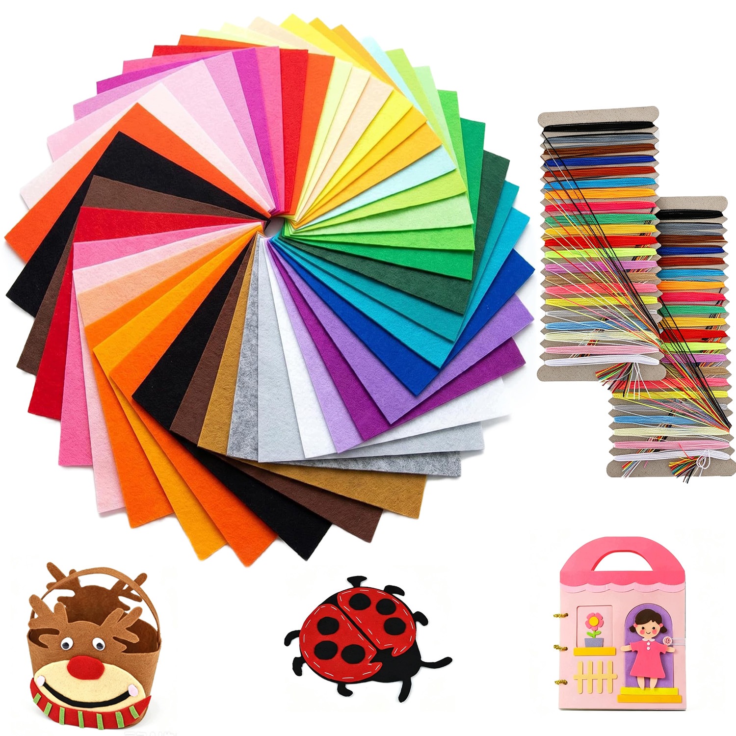 Plst Dekorativní ozdobný barevný set 30x20x0.1 cm 80kusů
