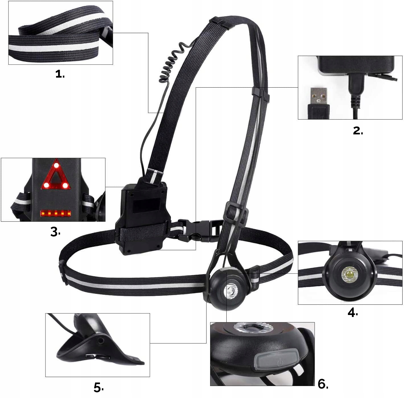 LATARKA DO BIEGANIA NA KLATKE PIERSIOWĄ SPORT IPX Model RGR CZOŁÓWKA LATARKA NA CZOŁO DO BIEGANIA KLATKA