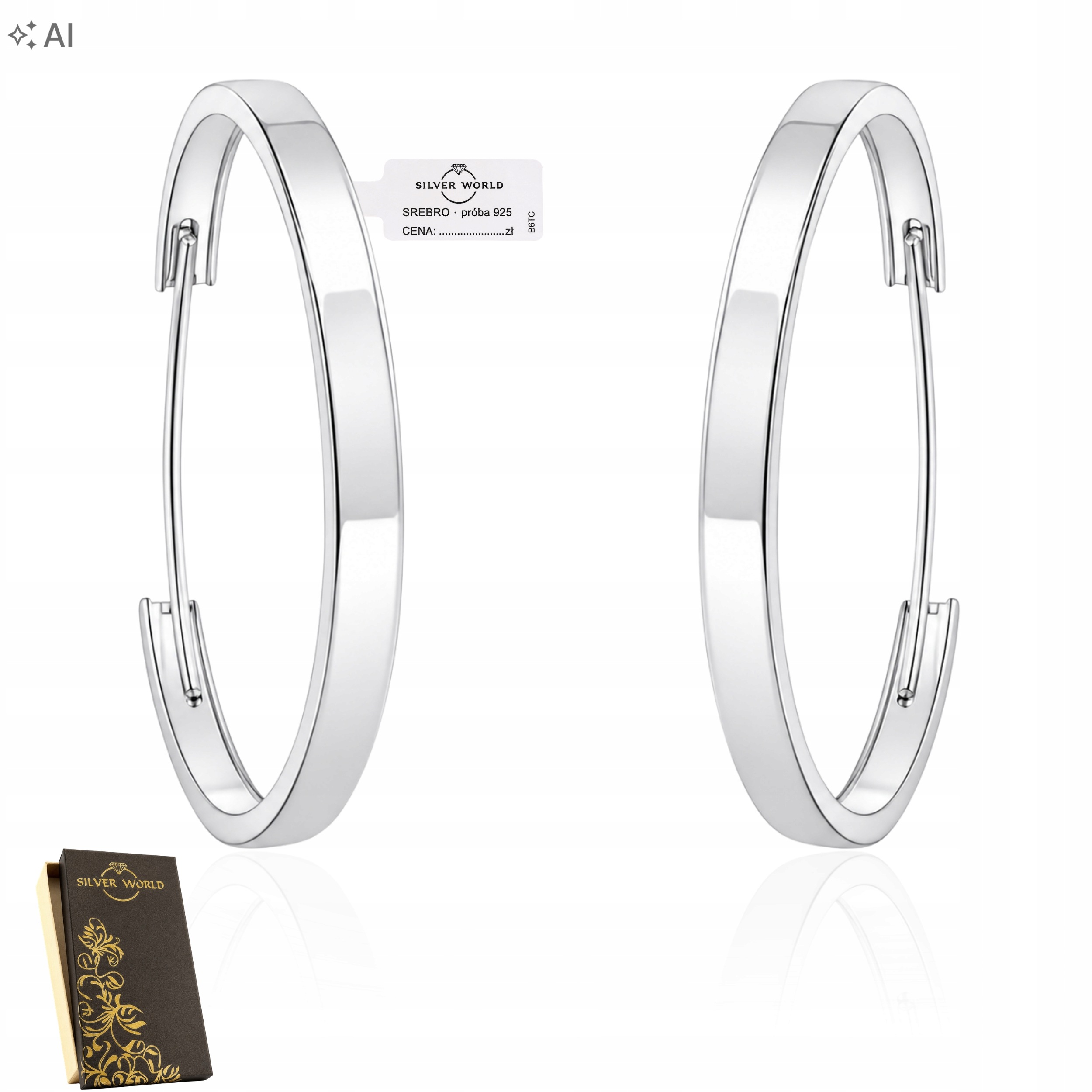 Stříbrné Náušnice 925 Kolečka Široké 62 mm Náušnice Závěsné Stříbro 925