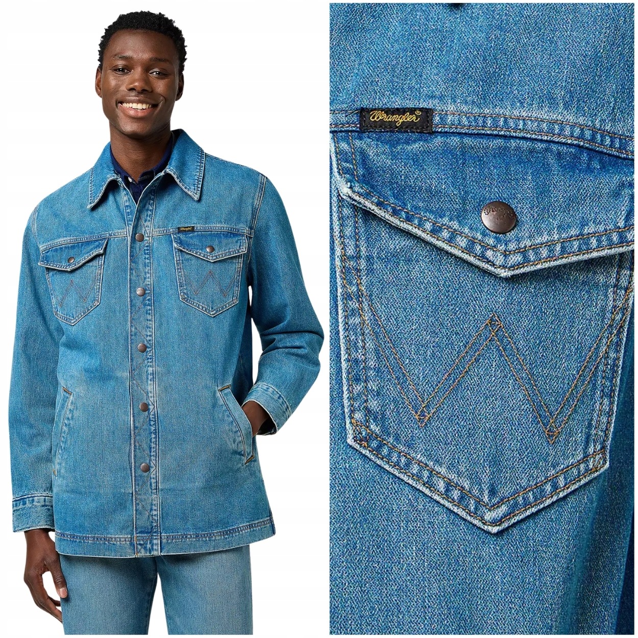 Wrangler Wrange Jacket Iron delší volná pánská džínová bunda katana S