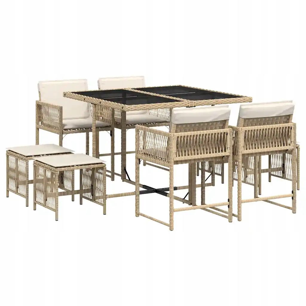 Zahradní nábytek set 110 x 106 x 73 cm béžový s krémovými polštáři