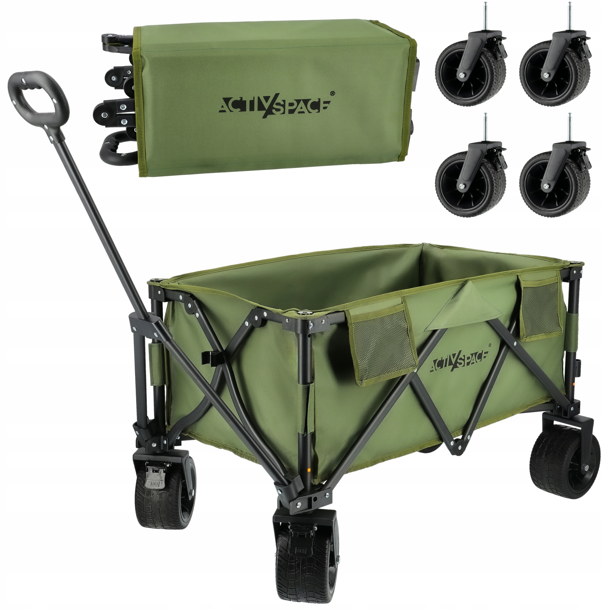 Wózek Transportowy Kempingowy Składany Ogrodowy Plażowy Przyczepka Ogrodowa