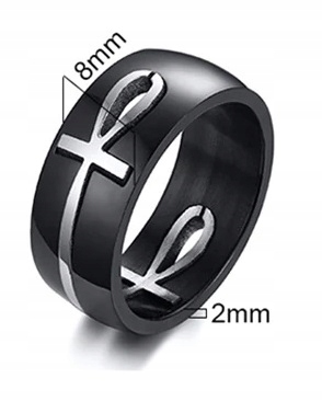 

Czarna Srebrna Obrączka Sygnet Anch Ankh Egipt