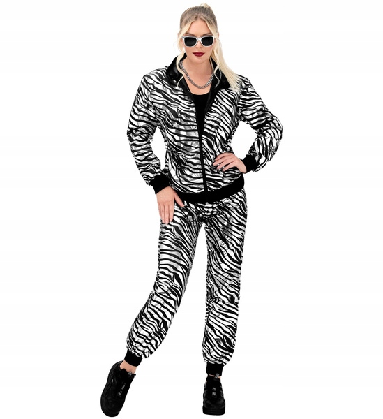 Kostým Teplákovka Stříbrný Metalický Se Vzorem Zebra S