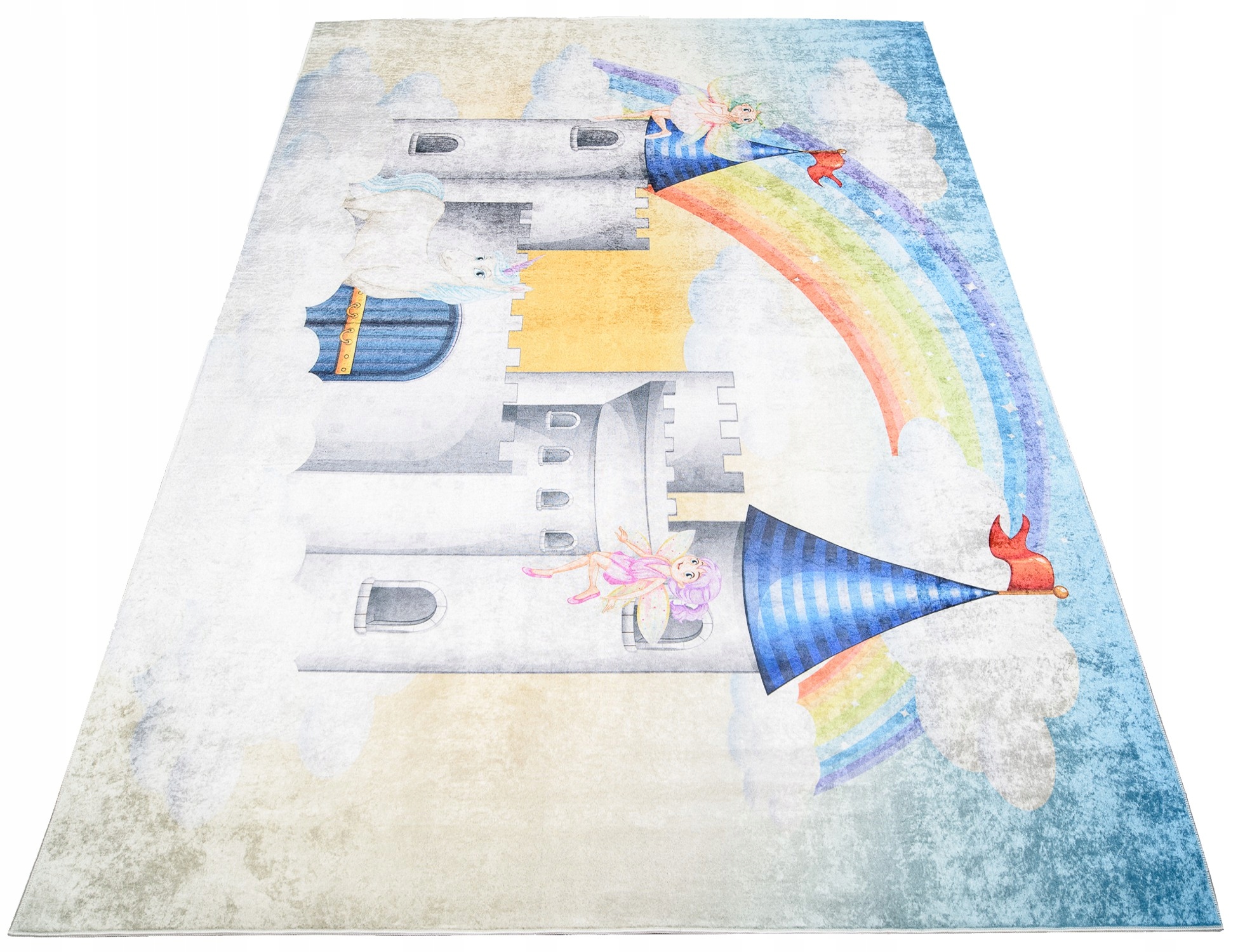 Koberec Barevný Dětský 140x200 Zámek Duha Nebe