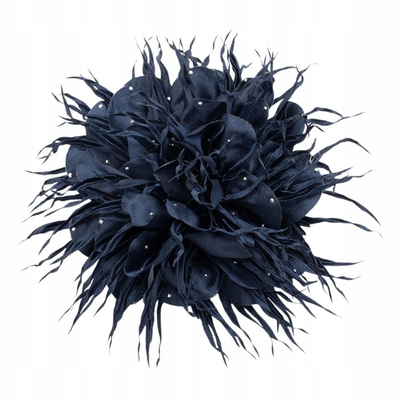 BROSZKA PRZYPINKA KWIAT 12 cm ELEGANCKA DO MARYNARKI GRANATOWA