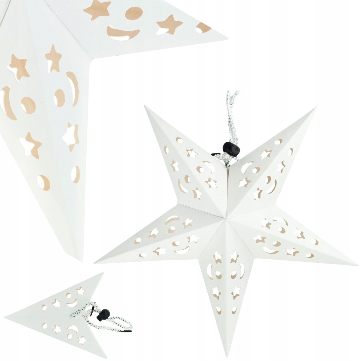 GWIAZDA SKŁADANA ŚWIĄTECZNA WITRAŻ PAPIEROWA 3D DEKORACJA WISZĄCA OKNO