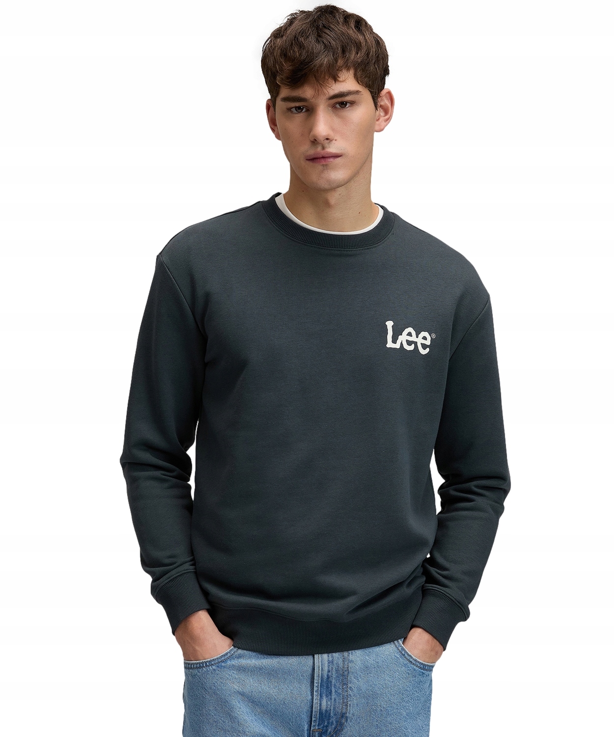 Mikina Lee Wobbly Sws 112376439 Washed Black XXL