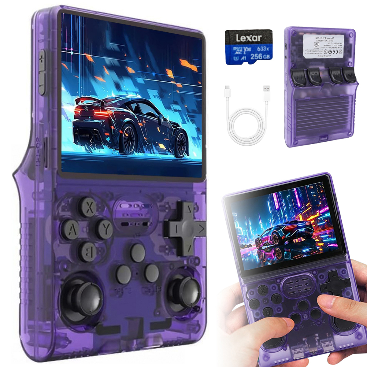 Przenośna Mobilna Konsola R40S Pro Fioletowy Półprzezroczysty 30000+ Gier