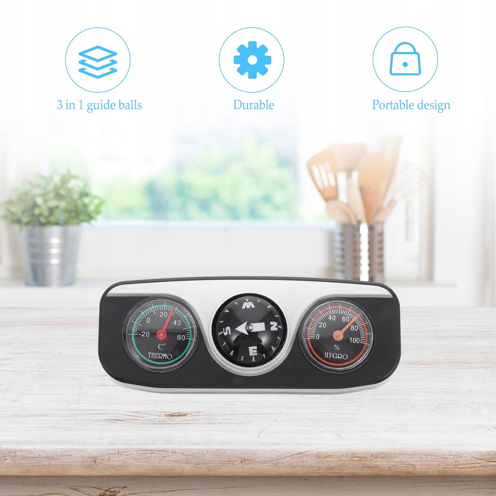 ŁODZI KOMPAS SAMOCHODOWY TERMOMETR HIGROMETR DLA Linijka milimetrowa