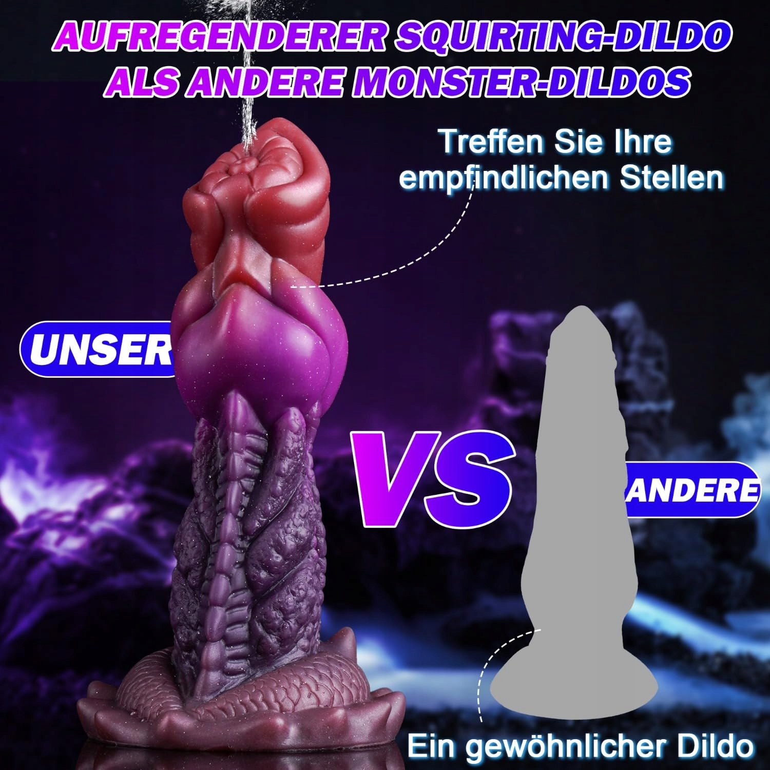 SPRITZ MONSTER Dildo 19cm Silikon Drachendildo z Przyssawką — miniatura 4