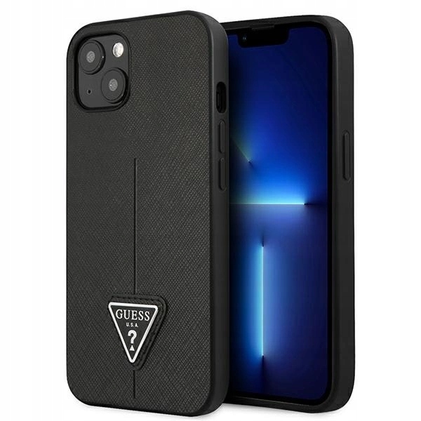 Pouzdro Guess Saffiano Triangle Logo pro iPhone 14 Plus černé