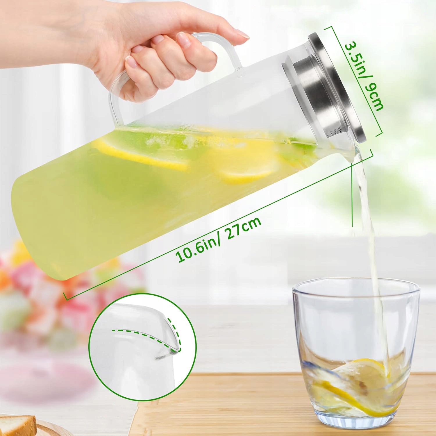 DZBANEK NA WODĘ, SZKLANY DZBANEK, DZBANEK NA MROŻONĄ HERBATĘ Z POKRYWKĄ Marka bez marki