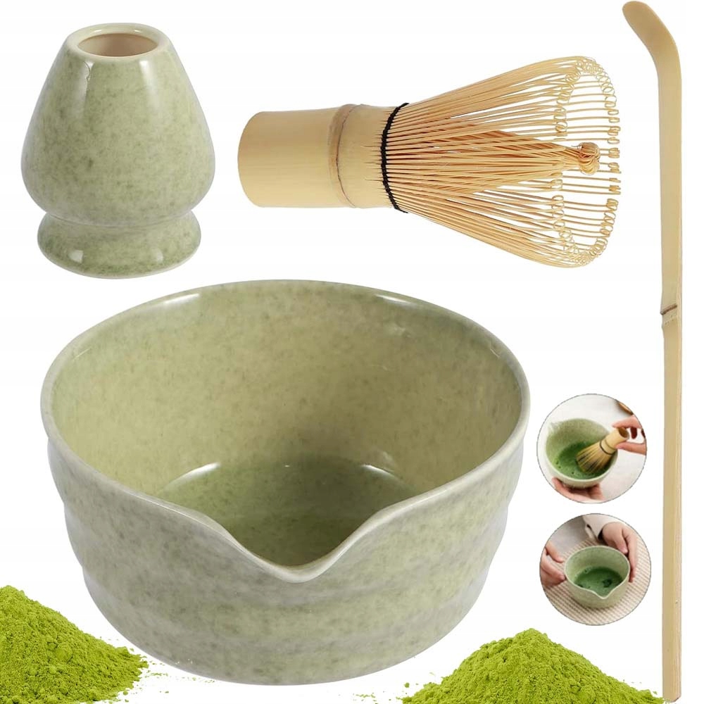 Levně 4dílná Bambusová Sada Na Matcha Čaj s metličkou, šlehátkem a lžičkou