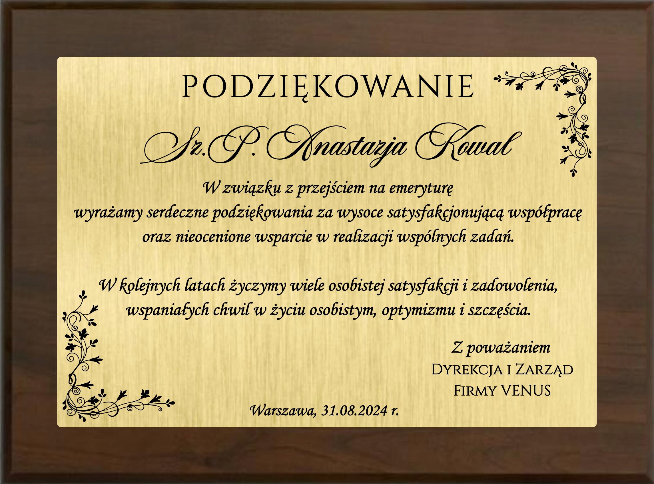 

Dyplom podziękowanie Emerytura Emeryt