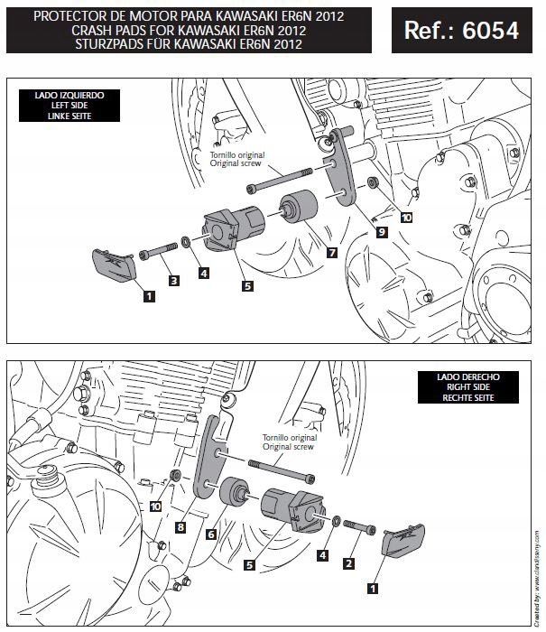 PUIG 6054N crash pady czarne Kawasaki ER6N 12-16 Producent Puig
