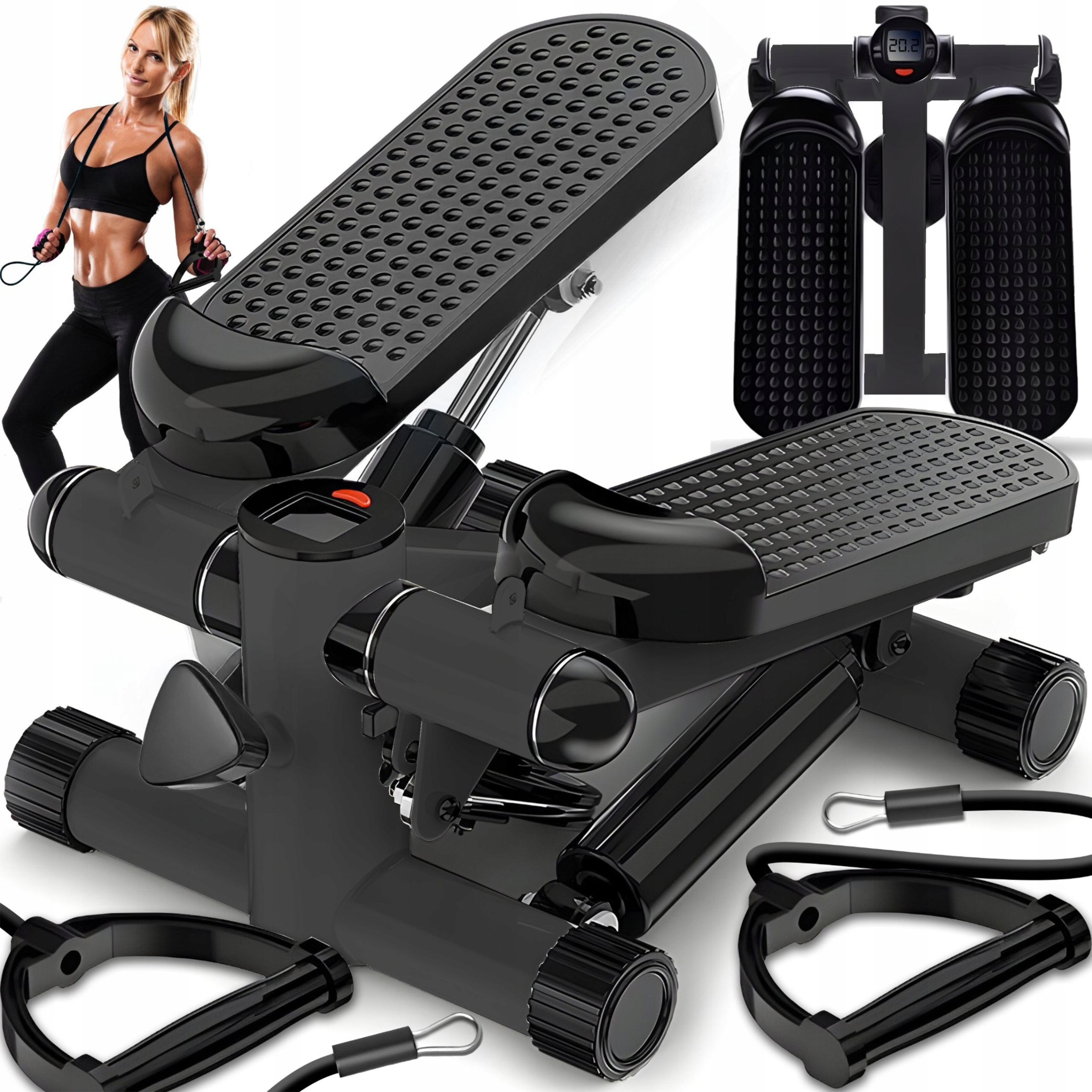 Stepper Steper Prosty Z Linkami Do Ćwiczeń Regulacja Fitness Licznik LCD