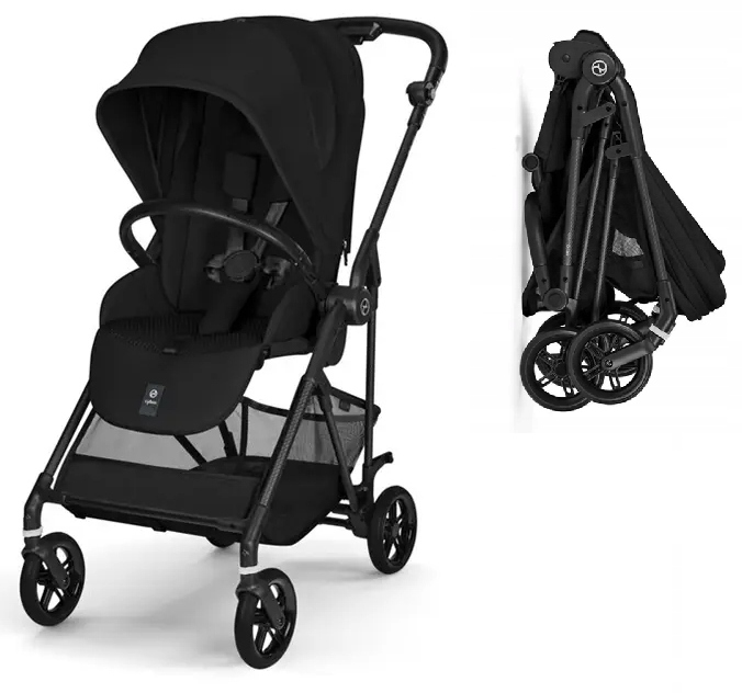 Cybex Melio Carbon wózek spacerowy lekki siedzisko przód tył Magic Black