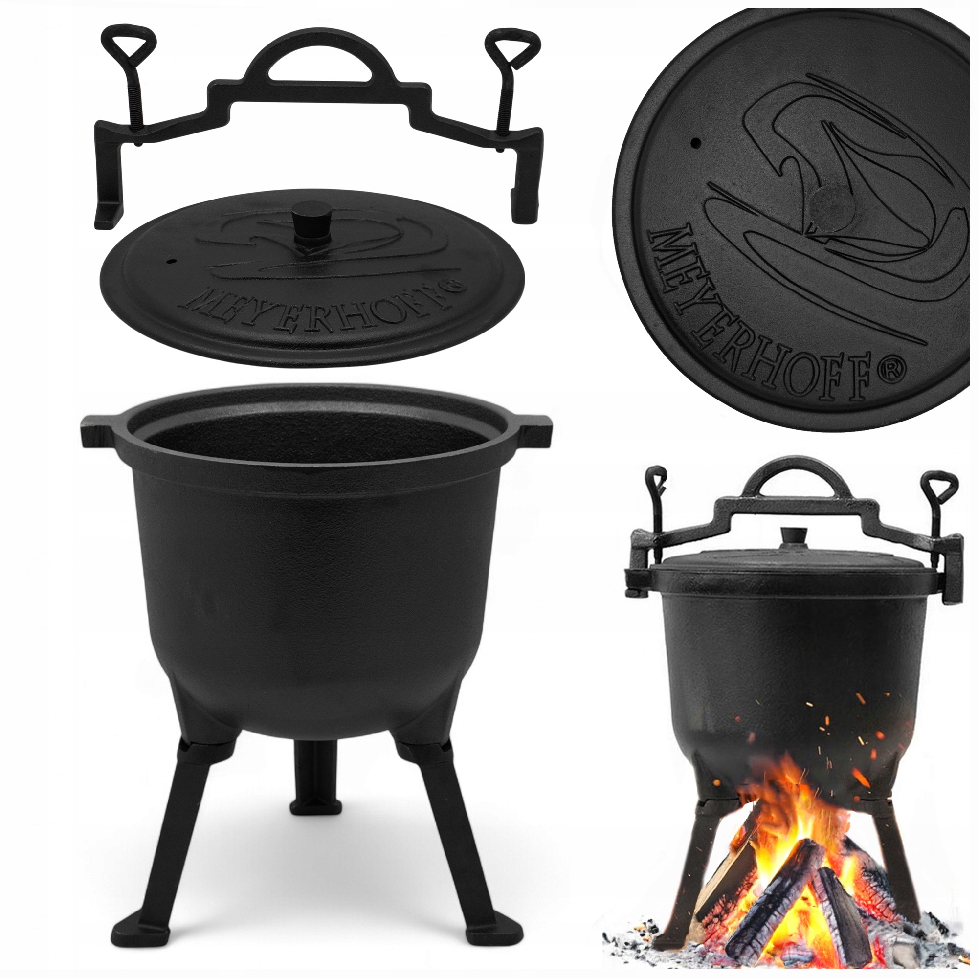 Kociołek Żeliwny Stojący 8L Pieczonki Prażone Duszonki Prażuchy