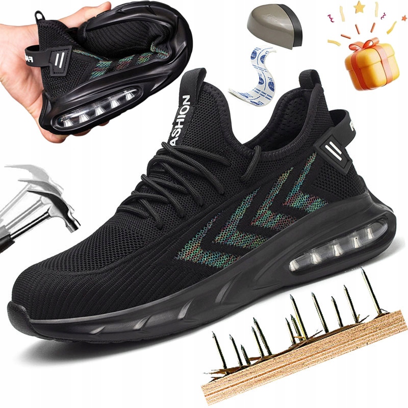 lekkie oddychające ochronne buty robocze sportowe bhp z podnoskiem r.42