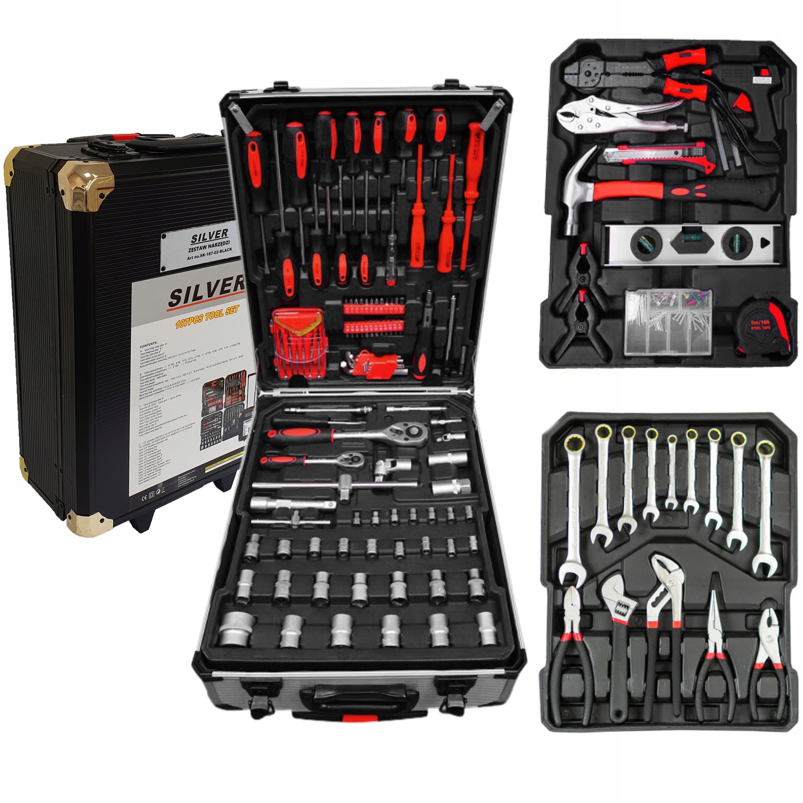 ZESTAW WALIZKA NARZĘDZIOWA NASADKI GRZECHOTKA KLUCZE GRZECHOTKI 419EL