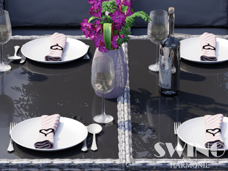 VEGAS MEBLE OGRODOWE POLYRATTAN 9 el. CZARNY Rodzaj stół i krzesła