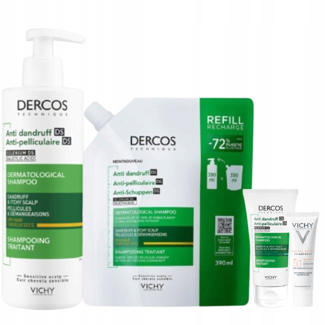 Szampon przeciwłupieżowy Vichy Dercos Ds do włosów suchych 390ml Refill