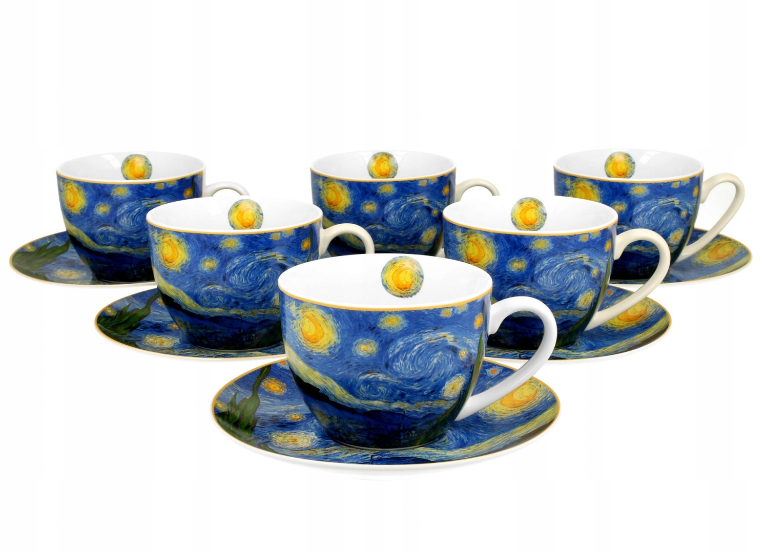 

6 filiżanek do kawy herbaty Gogh porcelana gwiazdy