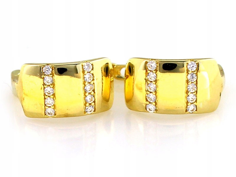 Anglické náušnice zlaté 585 se zirkony, klasické, půlkulaté, 14karátové